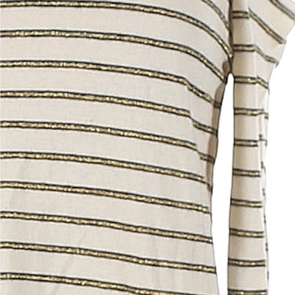 NWT CHASER Long Sleeve Gold Striped Cold Shoulder Top Size Medium - Picture 4 of 5